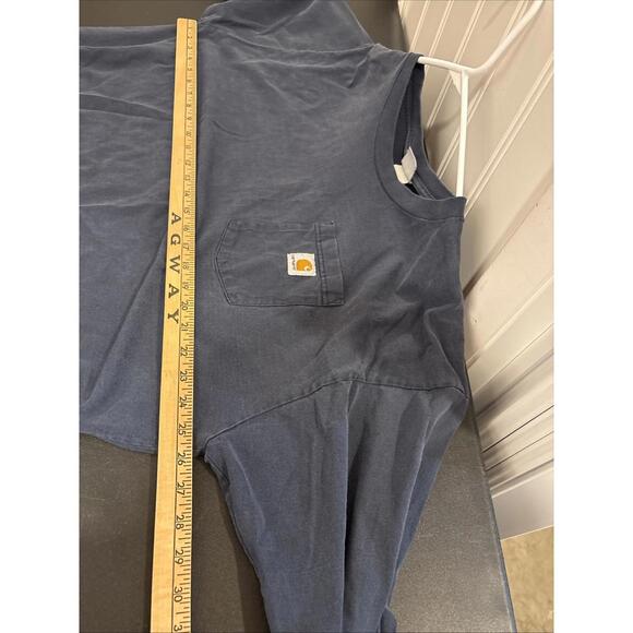 Vintage Carhartt Mens 2XL Long Sleeve Y2K Workwear Pocket Tee Shirt Navy Blue - Picture 12 of 14